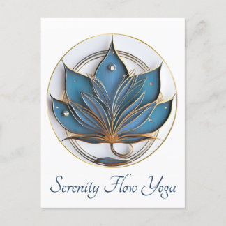 Carte Postale Bleu Brown Abstrait Lotus Flower Elégant et élégan