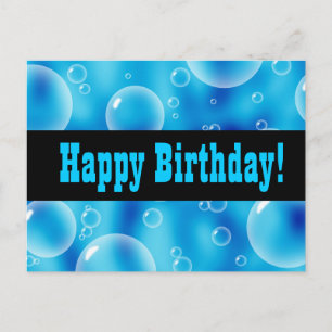 Carte Postale Bleu bulles Joyeux anniversaire