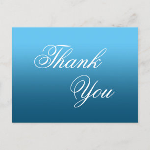Carte Postale Bleu ciel et océan ombré Calligraphie Merci