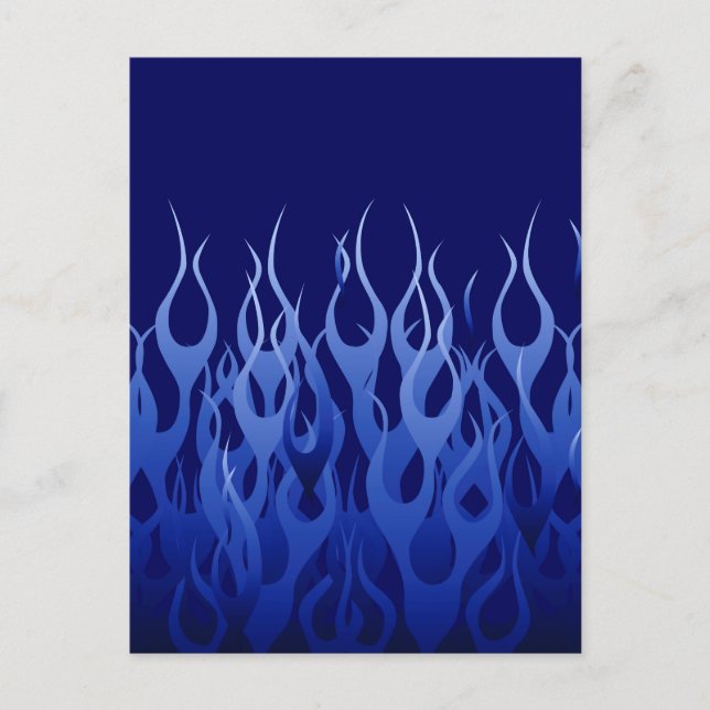 Carte Postale Bleu cool sur Blue Racing Flames décorative (Devant)