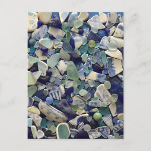Carte Postale Bleu de la mer verre de la plage verre art