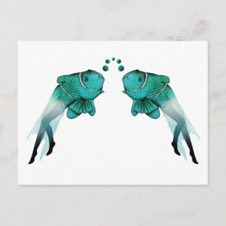 Carte Postale Bleu de poisson psychédélique