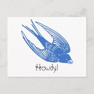 Carte Postale Bleu d'oiseaux hirondelles