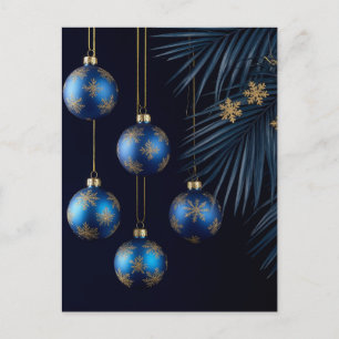 Carte Postale Bleu Élégant Noël Hiver Luxe Fête Jour Férié