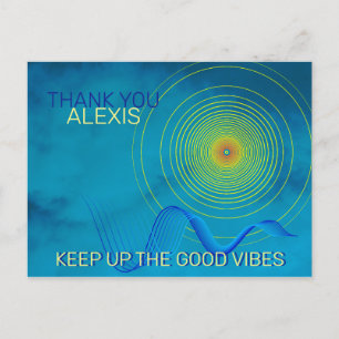 Carte Postale Bleu et Merci Jaune Gardez l'art Good Vibes