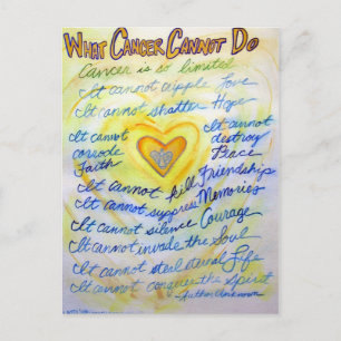 Carte postale Bleu et Or Ange Cancer du Coeur Text