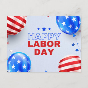 Carte Postale Bleu et rouge illustre la Joyeuse Fête du Travail