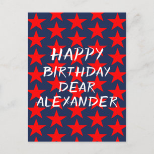 Carte Postale Bleu Et Rouge Joyeux Anniversaire