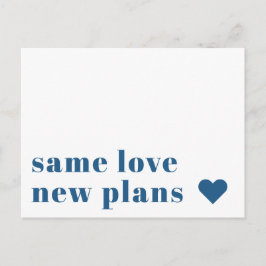 Carte Postale Bleu | Faire-part de report Mariage moderne