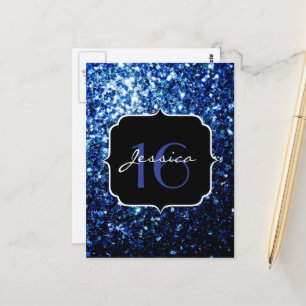 Carte Postale Bleu foncé profond brillant faux paillettes scinti
