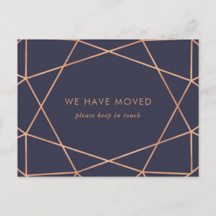 Carte Postale Bleu Marine   Rose Gold Géométrique Changement d'a