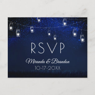 Carte Postale Bleu Nuit Argent Mason Jar Éclairages RSVP