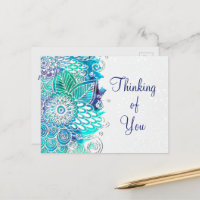 Bleu paisible et Turquoise Floral Mandala Motif