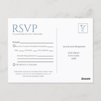 Carte postale bleu Palm RSVP Insertion