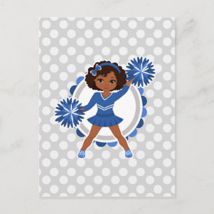 Carte Postale Bleu Pom-pom girl Africain Américain - Cute Cheer