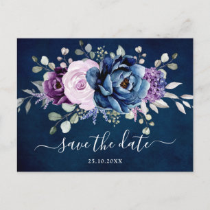 Carte Postale Bleu poussiéreux Violet Nuit Lilas Fleurs Enregist