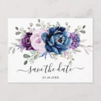 Bleu poussiéreux Violet Nuit Lilas Fleurs Save the