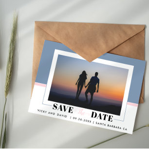 Carte Postale Bleu roux, mariage rose vif Enregistrer la photo D