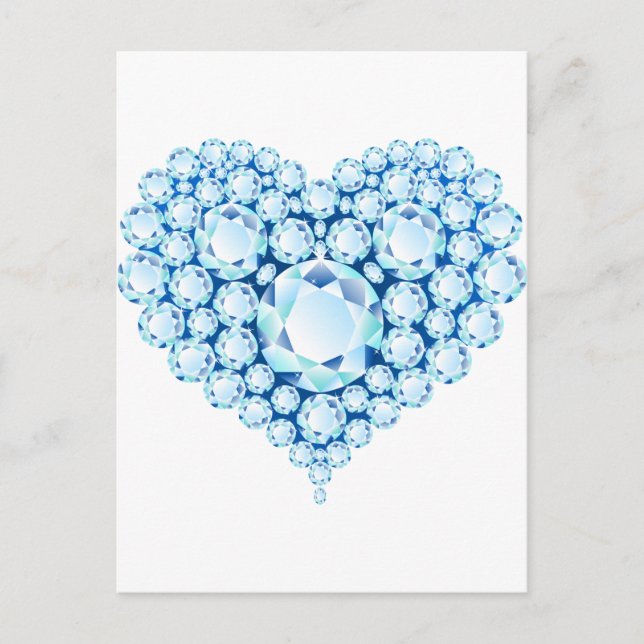 Carte Postale Bleu Sapphire Gems Coeur (Devant)