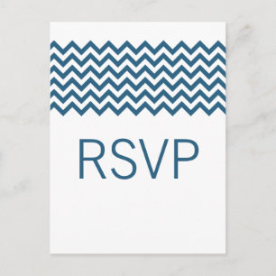 Carte postale bleu simple Chevron RSVP