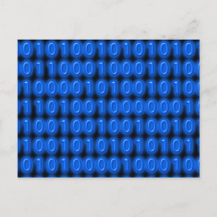 Carte Postale Bleu sur le code binaire noir