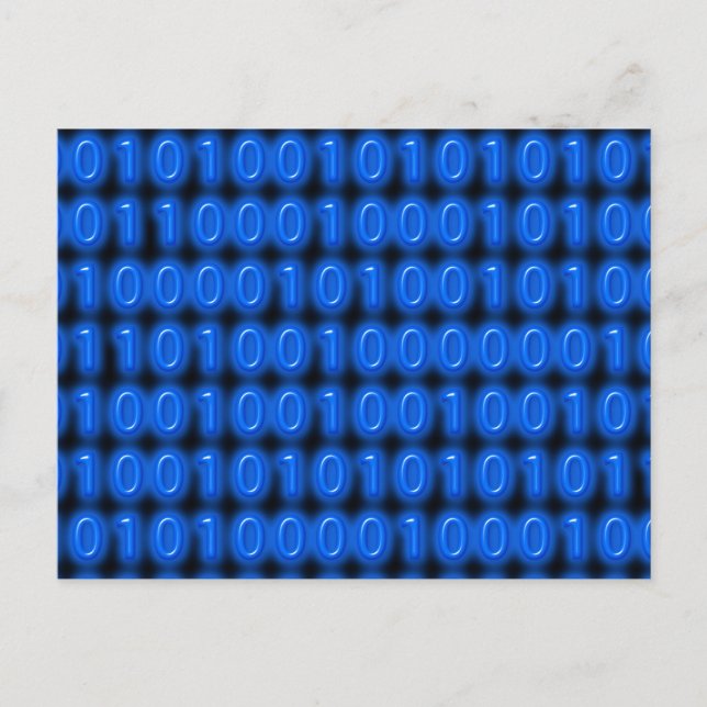 Carte Postale Bleu sur le code binaire noir (Devant)