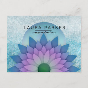 Carte Postale Bleu Turquoise Lotus Fleur Yoga Méditation Holisti