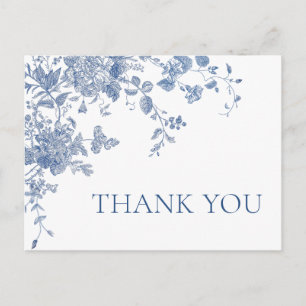 Carte Postale Bleu victorien bleu Merci de jardin français