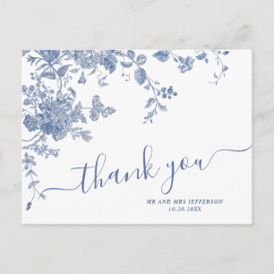 Carte Postale Bleu victorien bleu Merci de jardin français