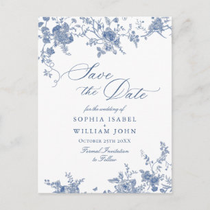 Carte Postale Bleu victorien Mariage de jardin français Enregist