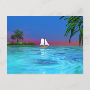 Carte Postale Bleu voilier