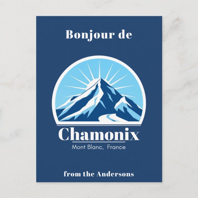Carte postale bleue Chamonix Mont Blanc France (Devant)
