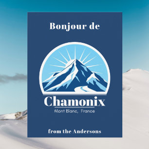 Carte postale bleue de Chamonix Mont Blanc France