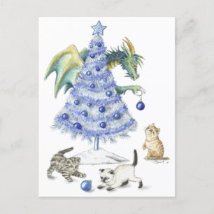 Carte postale bleue de Noël
