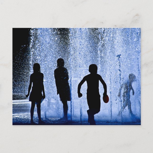 Carte postale bleue pour enfants en jeu (Devant)