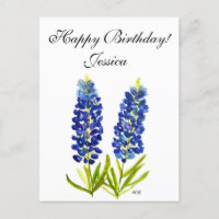 Bleuets fleurs de l'État du Texas Lupine Aquarelle