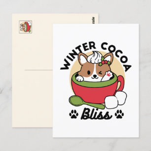 Carte Postale Bliss de cacao d'hiver - Chien mignon en mode Mug