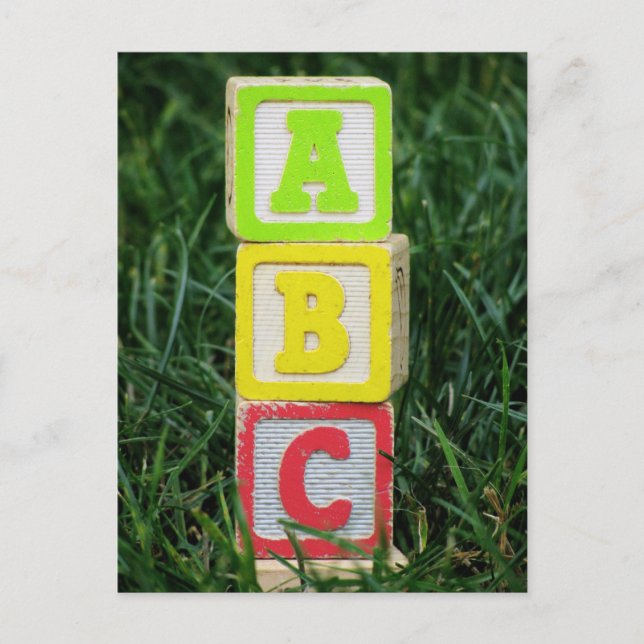 Carte Postale Blocs ABC dans l'herbe (Devant)