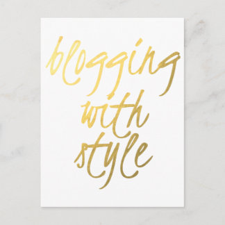 Carte Postale Blogging avec le style - Gold Script