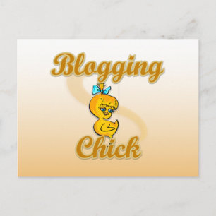 Carte Postale Blogging Chick