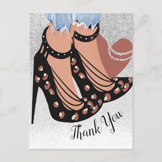 Carte Postale Blogueuse Fashionista de Beauté Chic Merci Paillet (Devant)