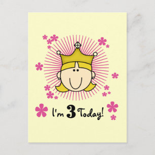 Carte Postale Blond Princess 3e Anniversaire Tshirts & cadeaux