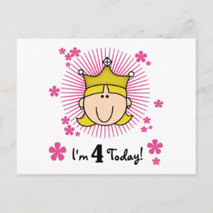 Carte Postale Blond Princess 4th Birthday Tshirts et cadeaux