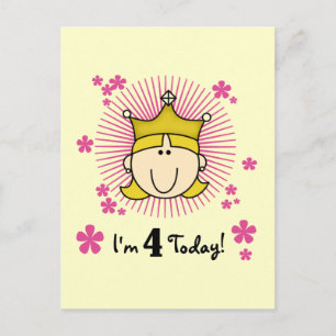 Carte Postale Blond Princess 4th Birthday Tshirts et cadeaux