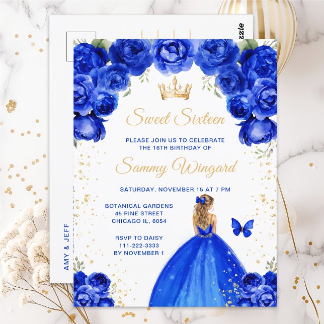 Carte Postale Blonde aux cheveux bleu royal Princesse Sweet Seiz (Créateur téléchargé)