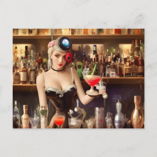 Carte postale blonde barman AI