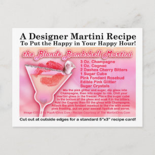 Carte postale Blonde Bombshell Martini Recette