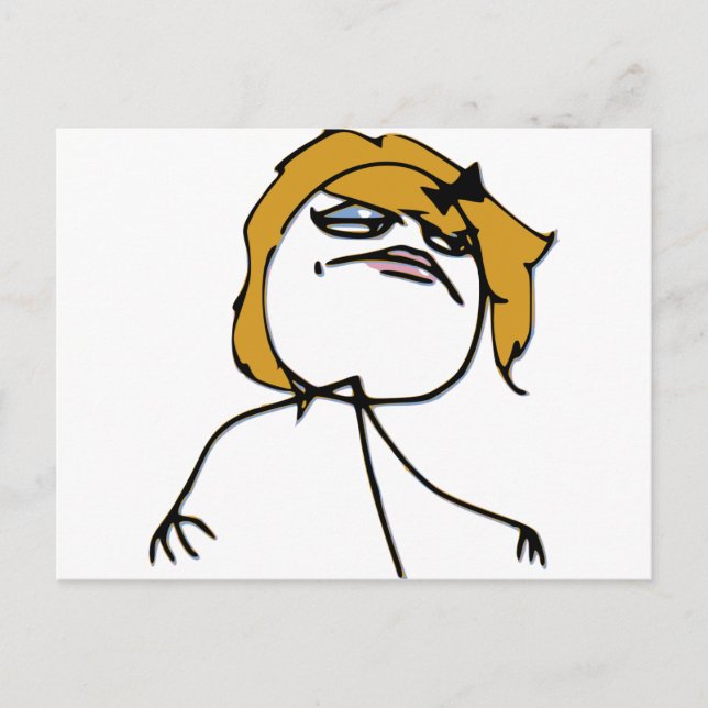 Carte Postale Blonde Rage Girl Meme (Devant)
