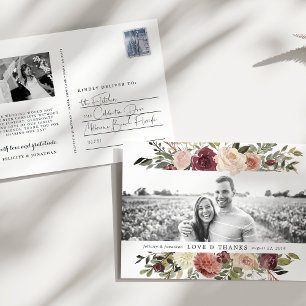 Carte Postale Bloom rustique   Merci photo Mariage