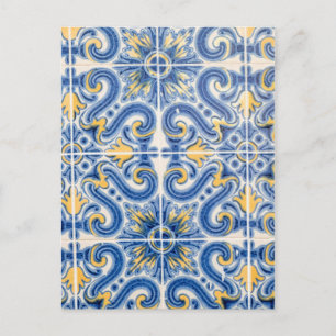 Carte Postale Blue and yellow tile, Portugal